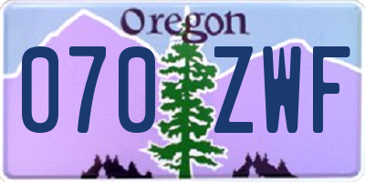 OR license plate 070ZWF