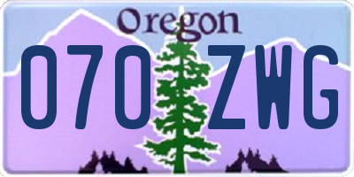 OR license plate 070ZWG
