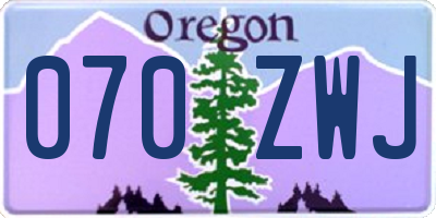 OR license plate 070ZWJ