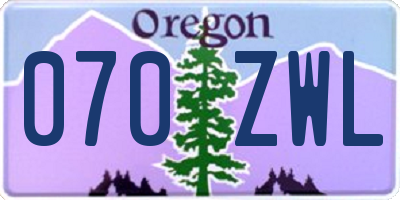 OR license plate 070ZWL