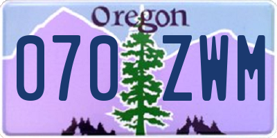 OR license plate 070ZWM