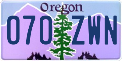 OR license plate 070ZWN