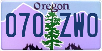 OR license plate 070ZWO