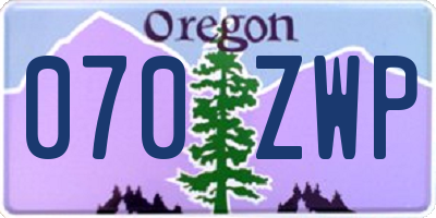 OR license plate 070ZWP