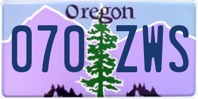 OR license plate 070ZWS