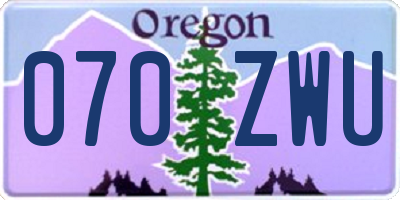 OR license plate 070ZWU
