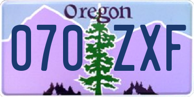 OR license plate 070ZXF