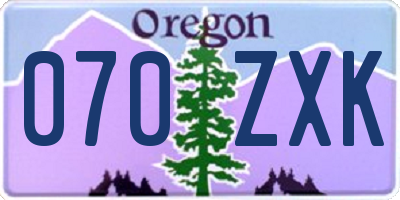 OR license plate 070ZXK