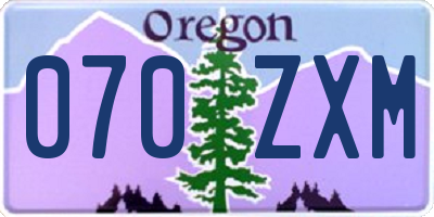 OR license plate 070ZXM