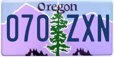 OR license plate 070ZXN