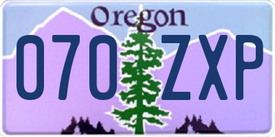 OR license plate 070ZXP