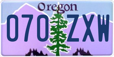 OR license plate 070ZXW