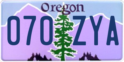 OR license plate 070ZYA
