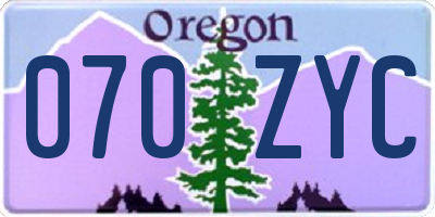 OR license plate 070ZYC
