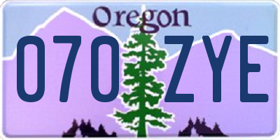OR license plate 070ZYE