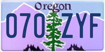 OR license plate 070ZYF