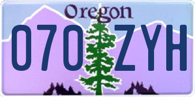 OR license plate 070ZYH