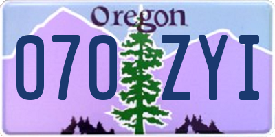 OR license plate 070ZYI