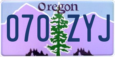 OR license plate 070ZYJ