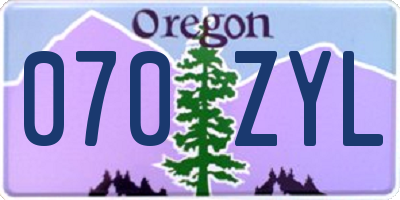 OR license plate 070ZYL