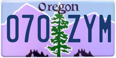 OR license plate 070ZYM