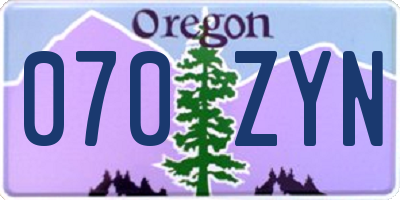 OR license plate 070ZYN