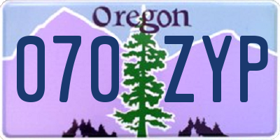 OR license plate 070ZYP