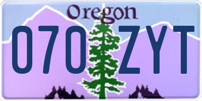 OR license plate 070ZYT