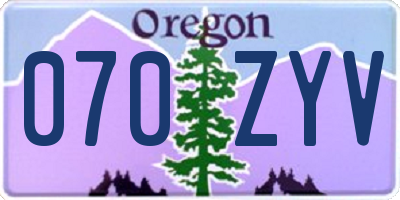 OR license plate 070ZYV