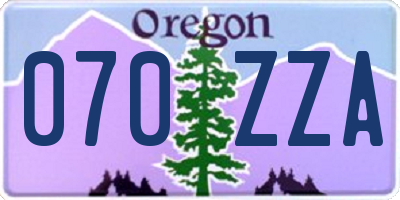 OR license plate 070ZZA