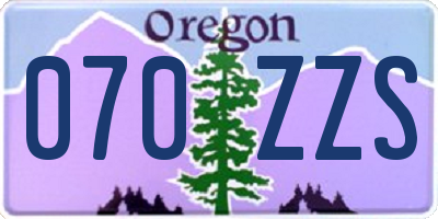 OR license plate 070ZZS