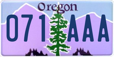 OR license plate 071AAA