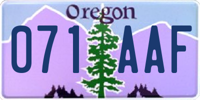 OR license plate 071AAF