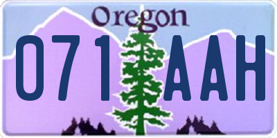 OR license plate 071AAH