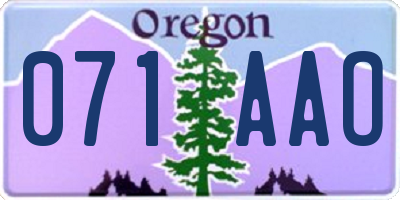 OR license plate 071AAO