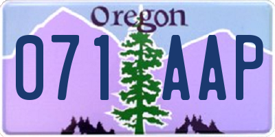 OR license plate 071AAP