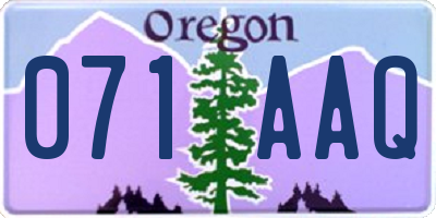 OR license plate 071AAQ