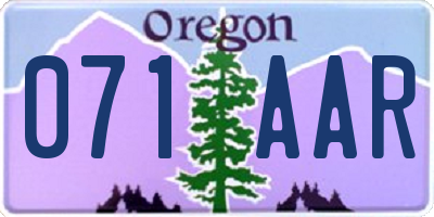 OR license plate 071AAR