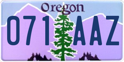OR license plate 071AAZ