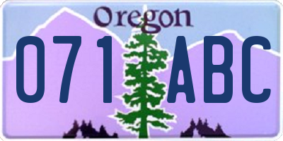 OR license plate 071ABC