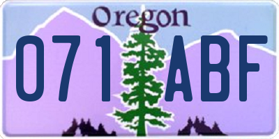 OR license plate 071ABF