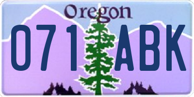 OR license plate 071ABK