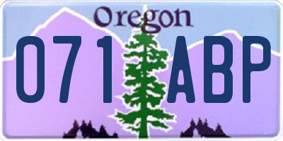 OR license plate 071ABP