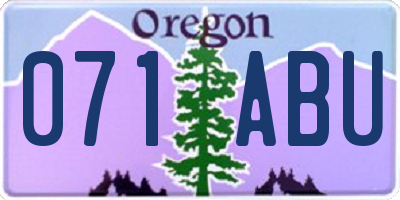 OR license plate 071ABU