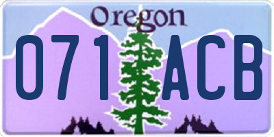 OR license plate 071ACB