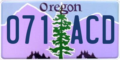 OR license plate 071ACD