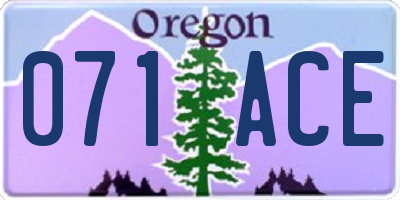 OR license plate 071ACE