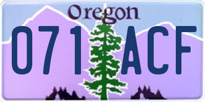 OR license plate 071ACF
