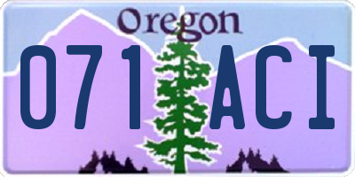 OR license plate 071ACI
