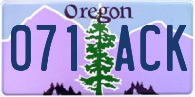 OR license plate 071ACK